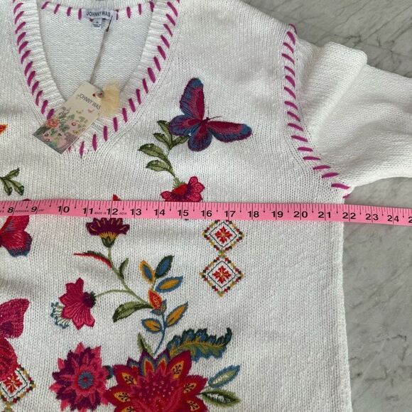 Johhny Was The V-Neck Whipstitch Pullover floral 100% cotton size XL NWT - Picture 9 of 11